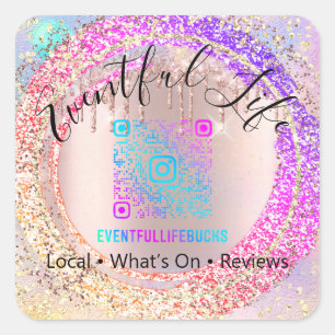 Adesivo Quadrado Hológrafo Compro Bítico Profissional - Brilhante