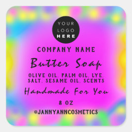 Adesivo Quadrado Hológrafo do Balm Soap Cosmetics Abstrato de Logot