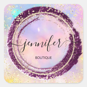 Adesivo Quadrado Hológrafo do Compro Bústico Profissional Dourado