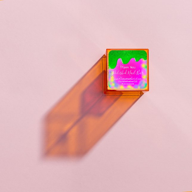 Adesivo Quadrado Hológrafo Obrigado Boutique Compra Unhas Hot Drive (Holograph Thank You Boutique Shop Nails Hot Drips Square Sticker)