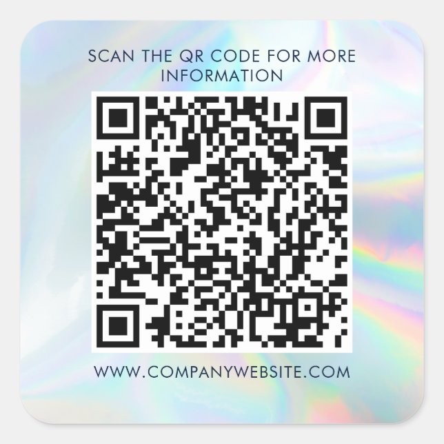 Adesivo Quadrado Holographic Custom Business QR Code Marketing (Frente)