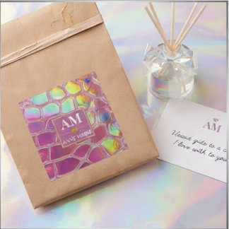 Adesivo Quadrado Holographic pink y2k aesthetic metallic cyber chic