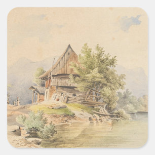 Adesivo Quadrado Holzhütte am See - Carl Lafite