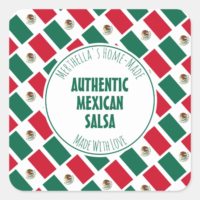 Adesivo Quadrado Home Feito AUTÊNTICO MEXICAN SALSA (Frente)