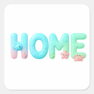 Adesivo Quadrado HOME Glossy Pastel Ocean Word