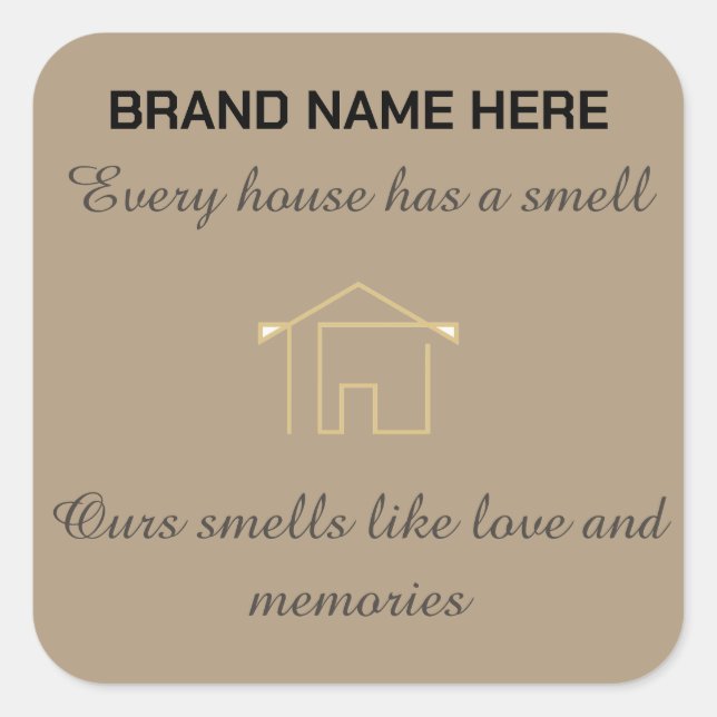 Adesivo Quadrado Home Scent Candle Label | Customize with Your Logo (Frente)