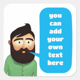 Adesivo Quadrado Homem barbudo