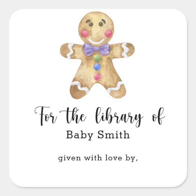 Adesivo Quadrado Homem de biscoito de gengibre - para a biblioteca  (Frente)