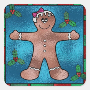 Adesivo Quadrado Homem de gingerbread de vidro