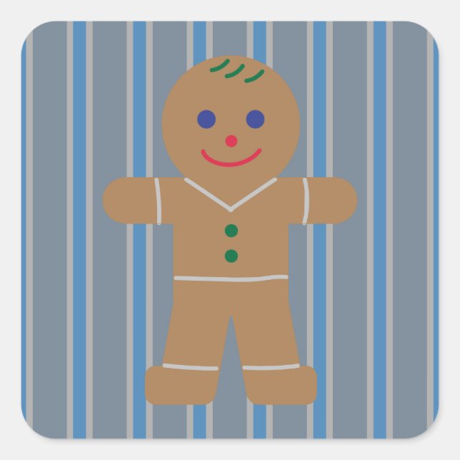 Adesivo Quadrado Homem de Gingerpão de Diversão e Rico (Frente)