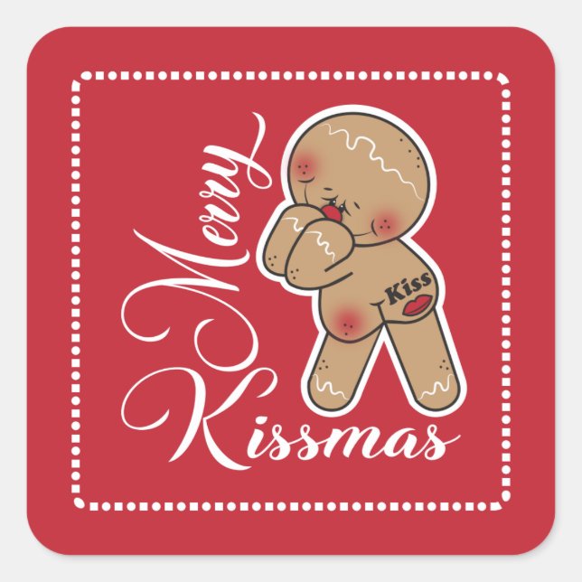 Adesivo Quadrado Homem de Gingerpão de Kissmas, Feliz bonita (Frente)