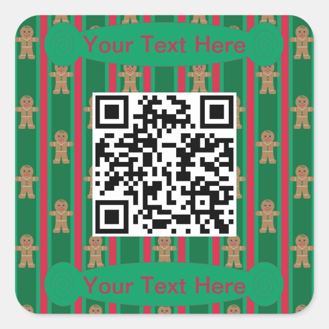 Adesivo Quadrado Homem de Gingerpão de Natal divertido e Rico (Frente)