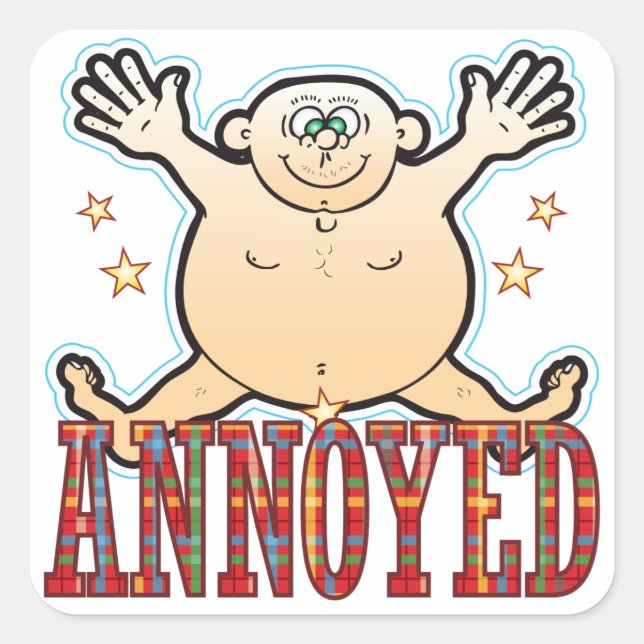 Adesivo Quadrado Homem Gordo Irritado (Frente)