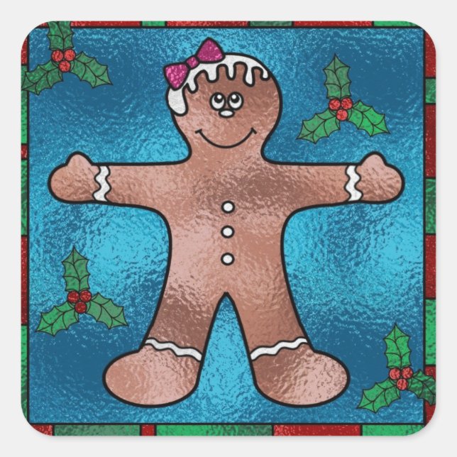 Adesivo Quadrado Homem-pão de vidro retido (Frente)