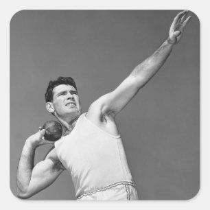 Adesivo Quadrado Homem que joga Shotput