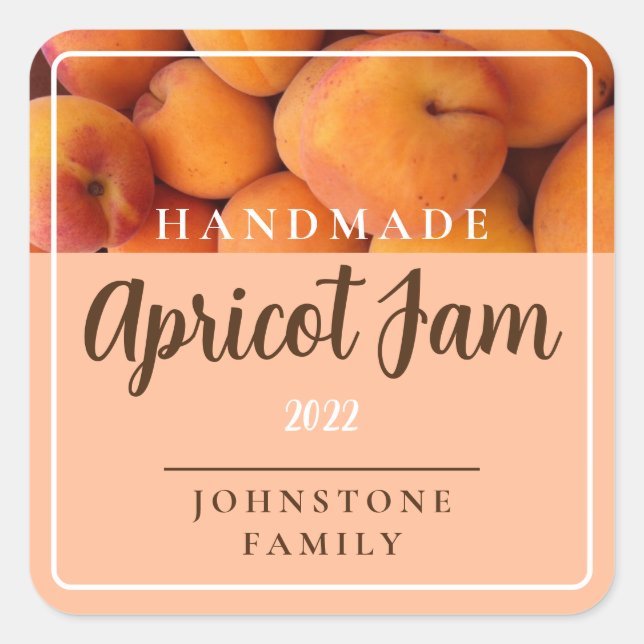 Adesivo Quadrado Homemade Apricot Jam Square Stickers (Frente)