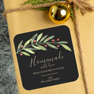 Adesivo Quadrado Homemade com Amor no Natal