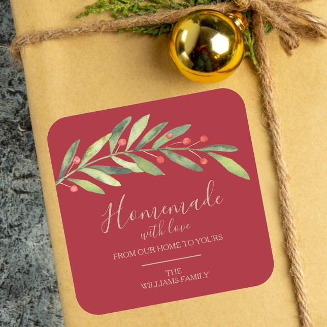 Adesivo Quadrado Homemade com Amor no Natal (Criador carregado)