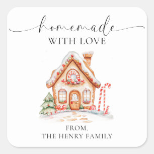 Adesivo Quadrado Homemade Com Vinhetas De Presente De Natal Com Amo