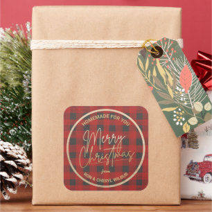 Adesivo Quadrado Homemade da Xadrez Red Buffalo