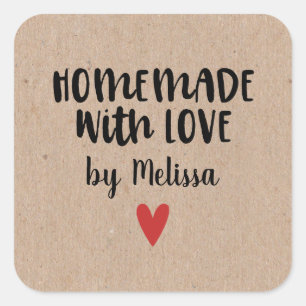 Adesivo Quadrado Homemade Kraft Personalizada Com Pau Quadrado De A