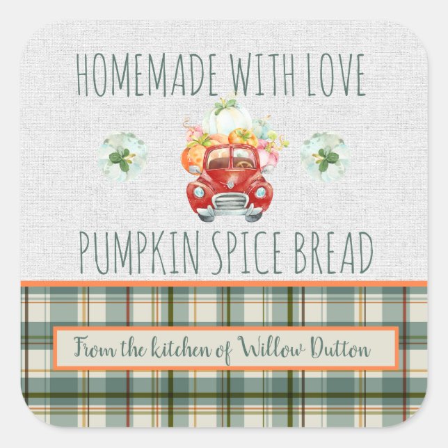 Adesivo Quadrado Homemade Personalizada com o Amor Caminhão de Pump (Frente)