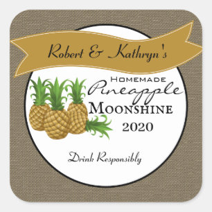 Adesivo Quadrado Homemade Pineapple Moonshine Personalizado