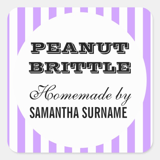 Adesivo Quadrado Homemade preserva pote de doces roxo (Frente)