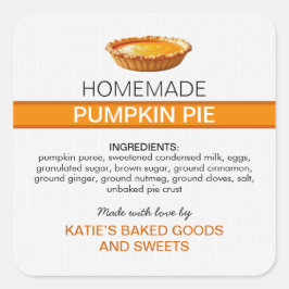 Adesivo Quadrado Homemade Pumpkin Pie Label | Fall Baking Sticker