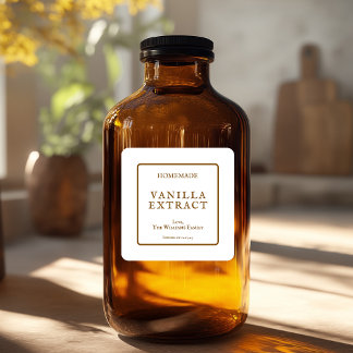 Adesivo Quadrado Homemade Vanilla Extract Bottle Stickers