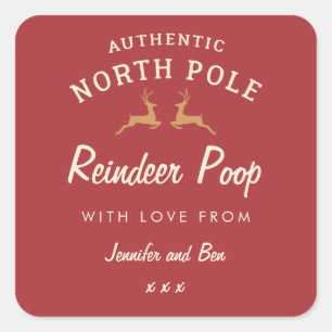 Adesivo Quadrado Homemade vermelha, ganhadora de cocô de Reindeer d