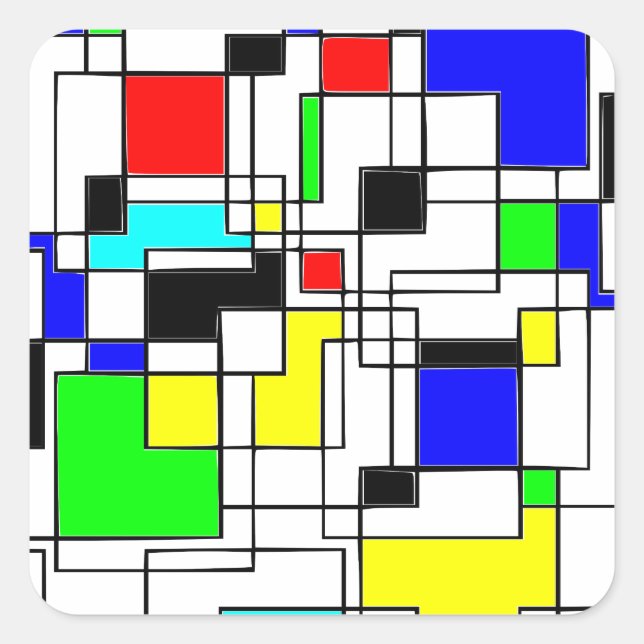Adesivo Quadrado Homenagem Aleatória A Mondrian (Frente)
