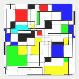 Adesivo Quadrado Homenagem Aleatória aos quadrados a Mondrian