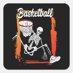 Adesivo Quadrado Homens de basquete Meninos Skeletão de Halloween