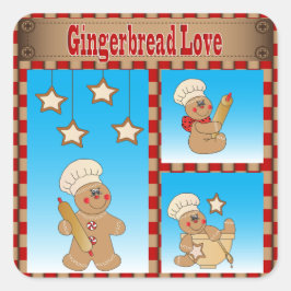 Adesivo Quadrado Homens de pão-de-espécie do biscoito do Natal