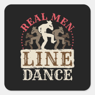 Adesivo Quadrado Homens de verdade fazem country dancing de linha