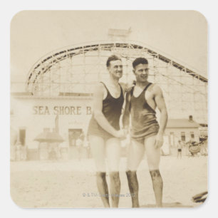 Adesivo Quadrado Homens que estão na praia