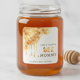 Adesivo Quadrado Honey Bee Honeycomb Watercolor Baby Shower