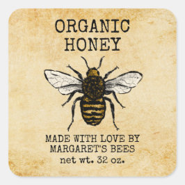 Adesivo Quadrado Honey Jar Labels Honeybee Honeycomb Bee Apiary