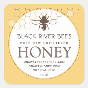 Adesivo Quadrado Honeycomb & Bebê Raw Mel Amarelo