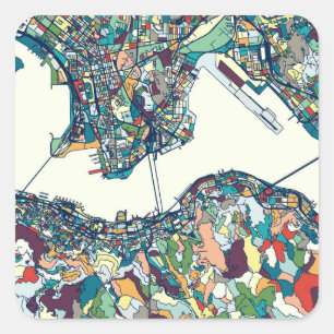 Adesivo Quadrado Hong Kong, China Map