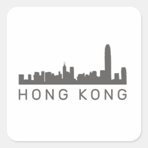 Adesivo Quadrado Hong Kong Gift HK Skyline Gpresente