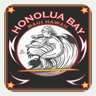 ADESIVO QUADRADO HONOLUA BAY MAUI HAWAII SURFING
