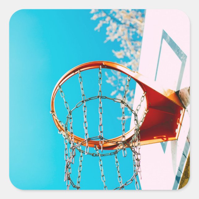 Adesivo Quadrado Hoop de basquetebol (Frente)