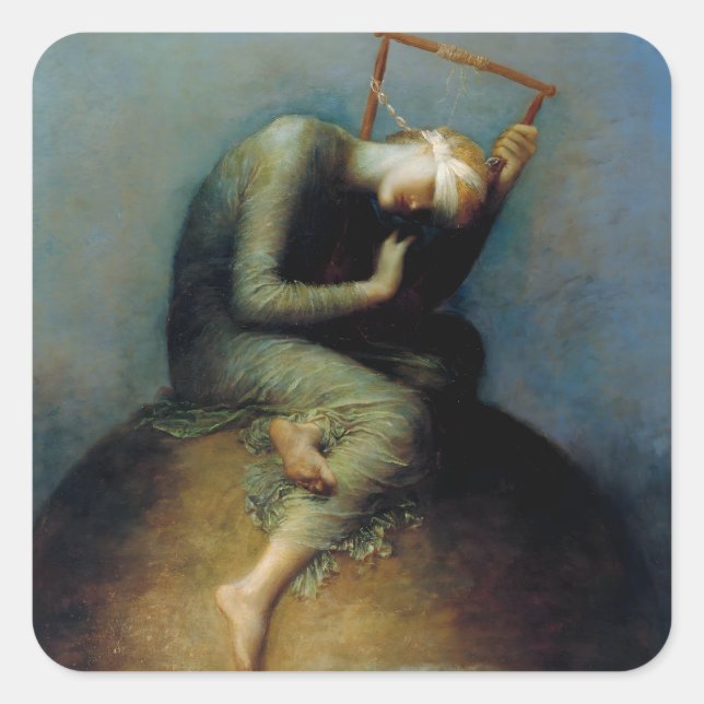Adesivo Quadrado Hope George Watts Art (Frente)