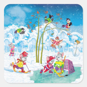 Adesivo Quadrado hóquei