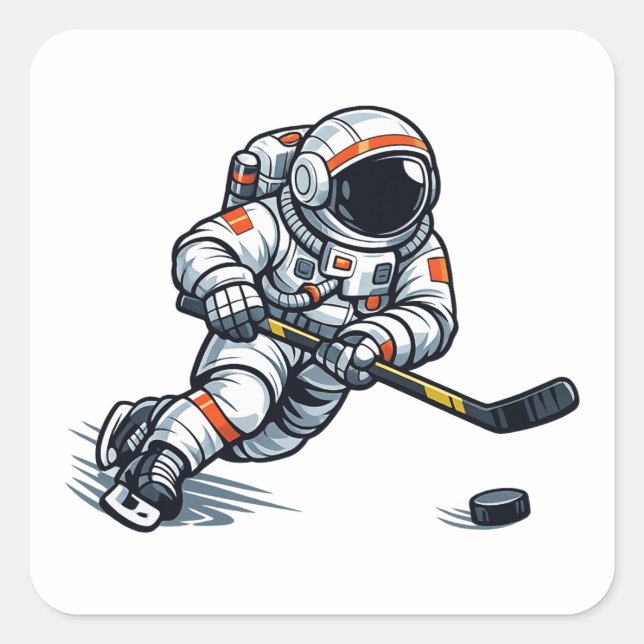 Adesivo Quadrado Hóquei Astronauta (Frente)
