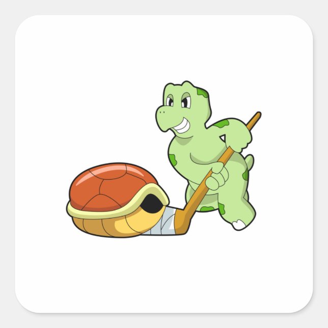 Adesivo Quadrado Hóquei no gelo da Tartaruga (Frente)