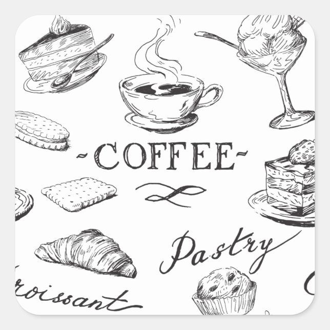 Adesivo Quadrado Hora do café (Frente)