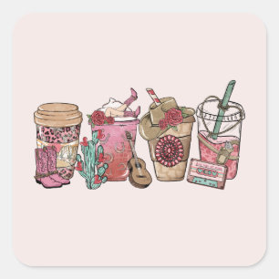 Adesivo Quadrado Hora do Café do Cowboy